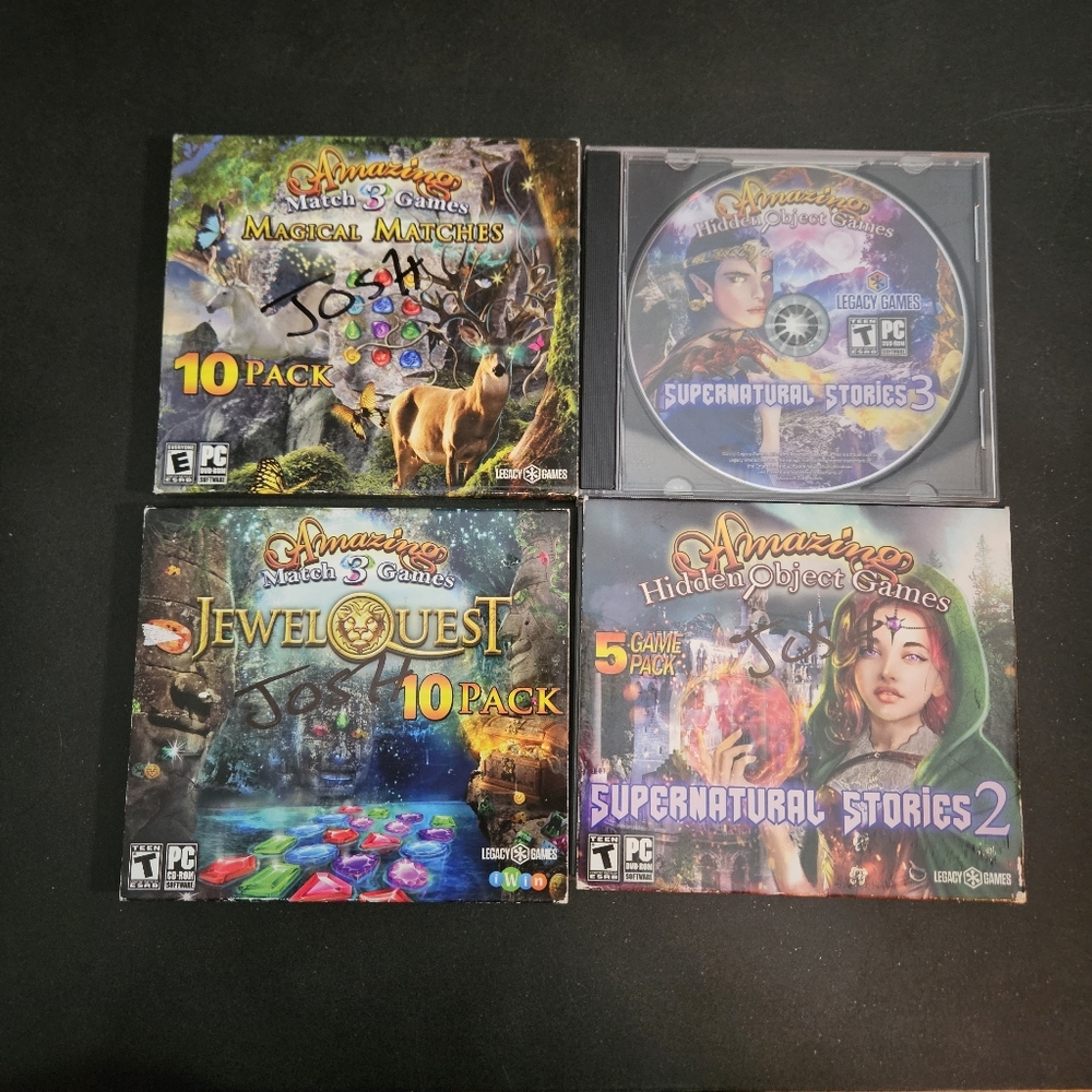 4 Legacy Games PC lot, Supernatural Stories 2 & 3, Jewel Quest, Magical Matches